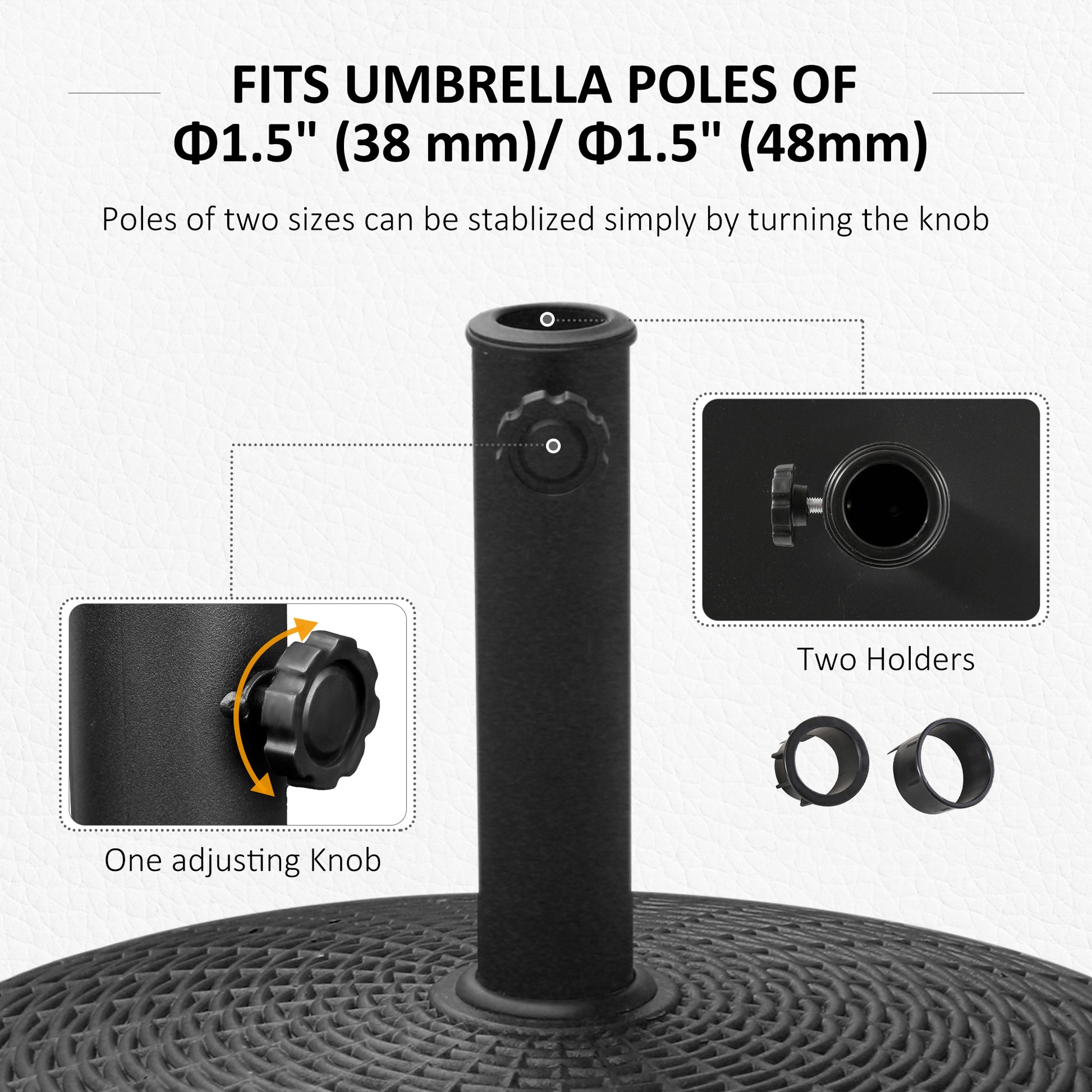 20.5" Round Parasol Base Resin Patio Umbrella Base Garden Parasol Holder Outdoor Offset Weight Stand with Wheels Black