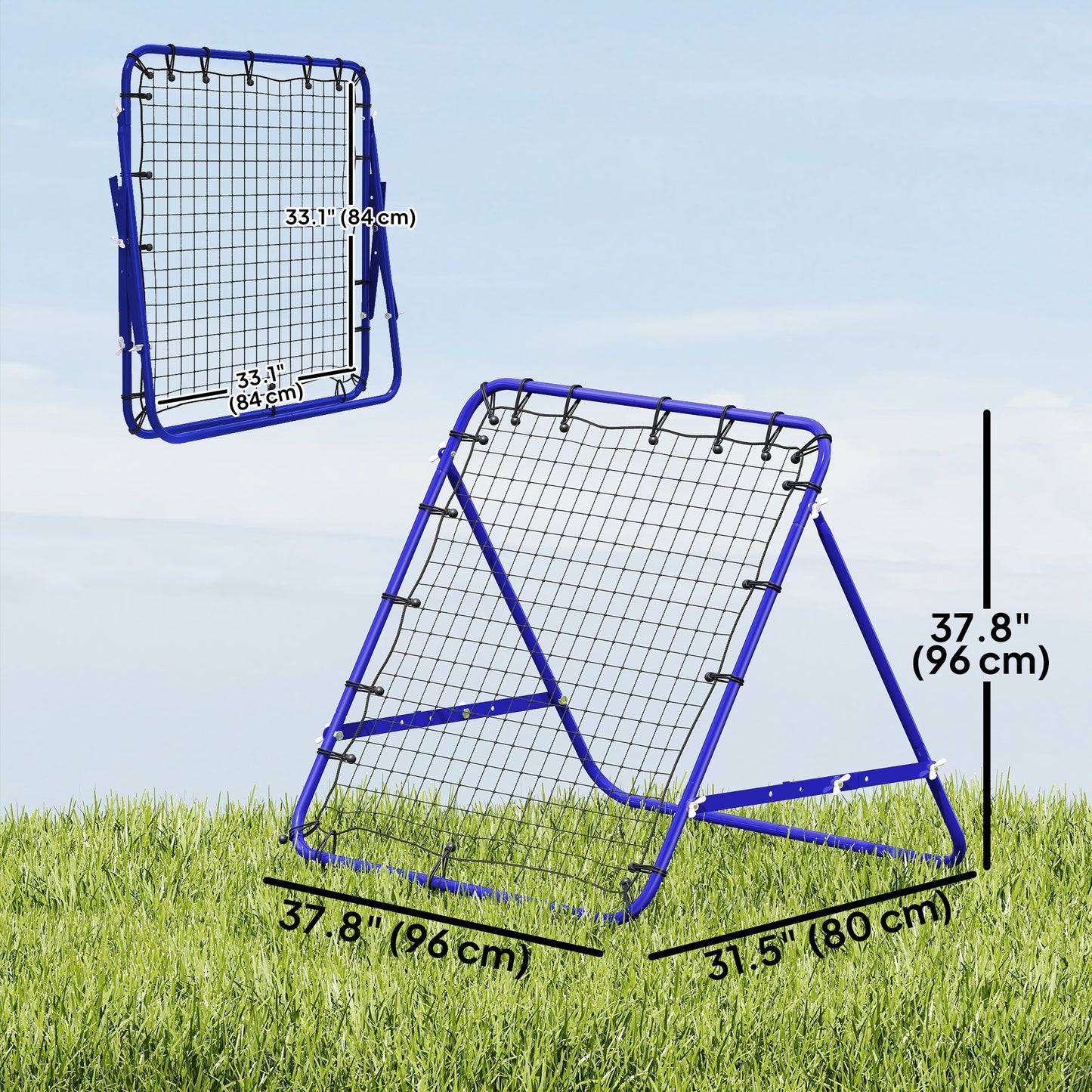 Volleyball Rebounder Net Football Training Aid Kickback Target Play Blue