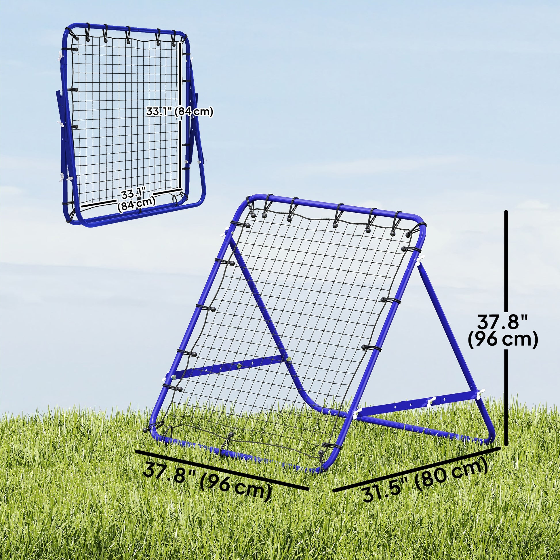 Volleyball Rebounder Net Football Training Aid Kickback Target Play Blue