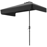 7.5ft Half Umbrella Semi Round Patio Parasol with Crank Handle, Top Vent for Garden, Balcony- NO BASE INCLUDED, Black
