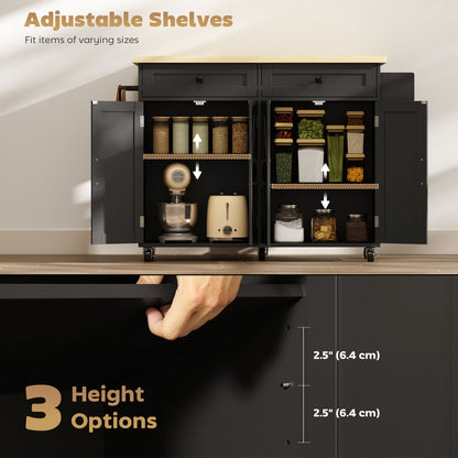 Kitchen Island with Storage, Rolling Kitchen Cart with Charging Station, Drop Leaf, Spice Rack, Towel Rack, Drawers