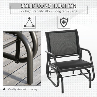 Patio Glider Set of 2 Outdoor Glider Chair with Breathable Mesh Seat & Backrest, Armrests and Metal Frame, Black