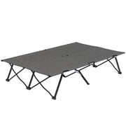 Two Person Folding Camping Cot Outdoor Portable Double Cot with Carrying Bag 76" Dark Grey