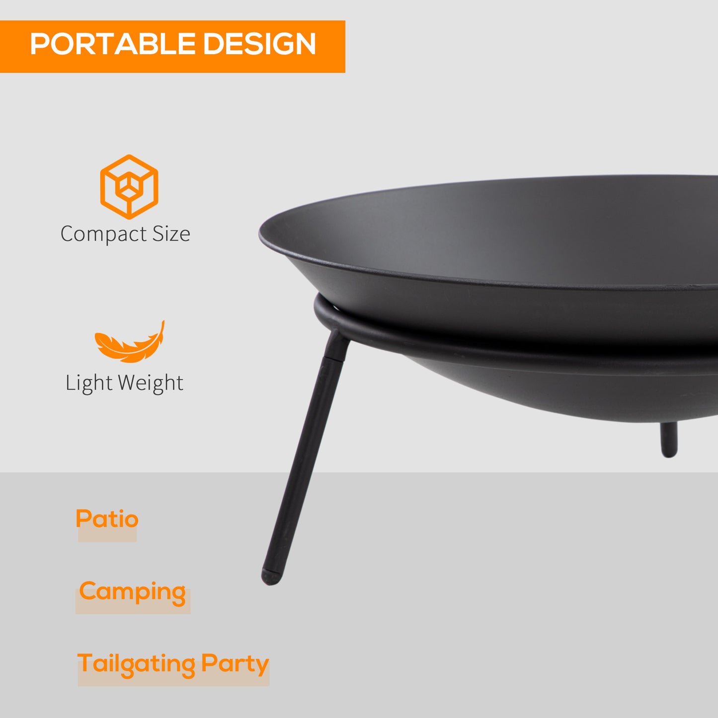 Fire Pit with Poker, Garden Fire Brazier Patio Heater Log Wood Burner for Outdoor Camping Bonfire, Black