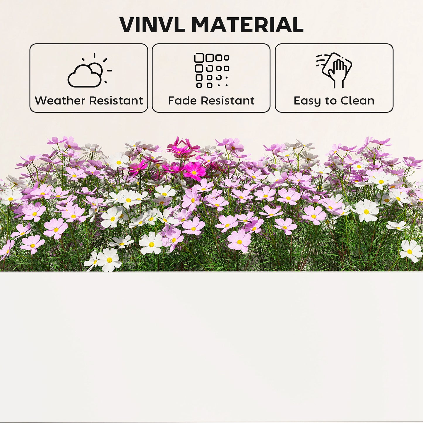 Vinyl Raised Garden Bed Kit, 3 x 3 x 1ft Modular Elevated Garden Box with Slotting Legs and Open Bottom, White