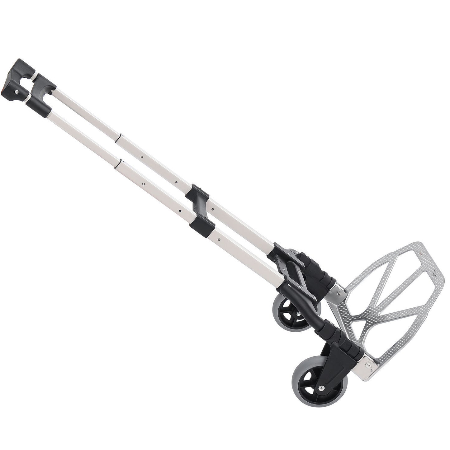 Folding Hand Truck and Dolly with 2 Wheels for Moving, Heavy Duty Luggage Handcart, Aluminum Box Cart with 3 Level Adjustable Telescoping Handle for 154lbs Load Capacity
