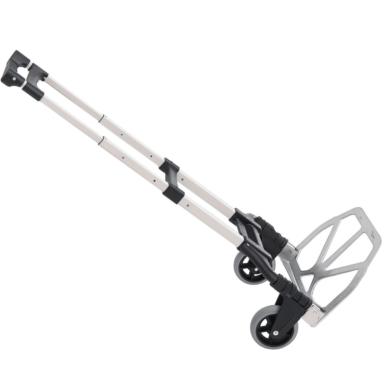 Folding Hand Truck and Dolly with 2 Wheels for Moving, Heavy Duty Luggage Handcart, Aluminum Box Cart with 3 Level Adjustable Telescoping Handle for 154lbs Load Capacity