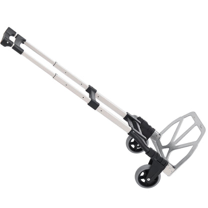 Folding Hand Truck and Dolly with 2 Wheels for Moving, Heavy Duty Luggage Handcart, Aluminum Box Cart with 3 Level Adjustable Telescoping Handle for 154lbs Load Capacity