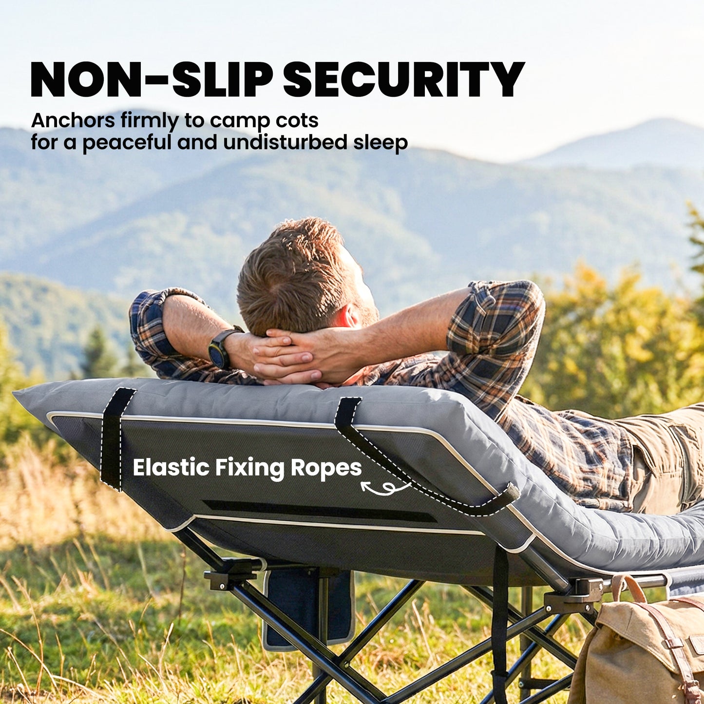 Sleeping Mat, Camping Mat Pad with Elastic Straps, Light Grey