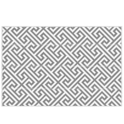 Reversible Outdoor RV Rug, Patio Floor Mat, 5' x 8' Plastic Straw Rug for Backyard, Deck, Beach, Camping, Grey & White