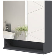 Medicine Cabinet, Wall Mounted Bathroom Mirror Cabinet with Mirrored Door, Adjustable Shelf and Soft Close Mechanism, Light Grey