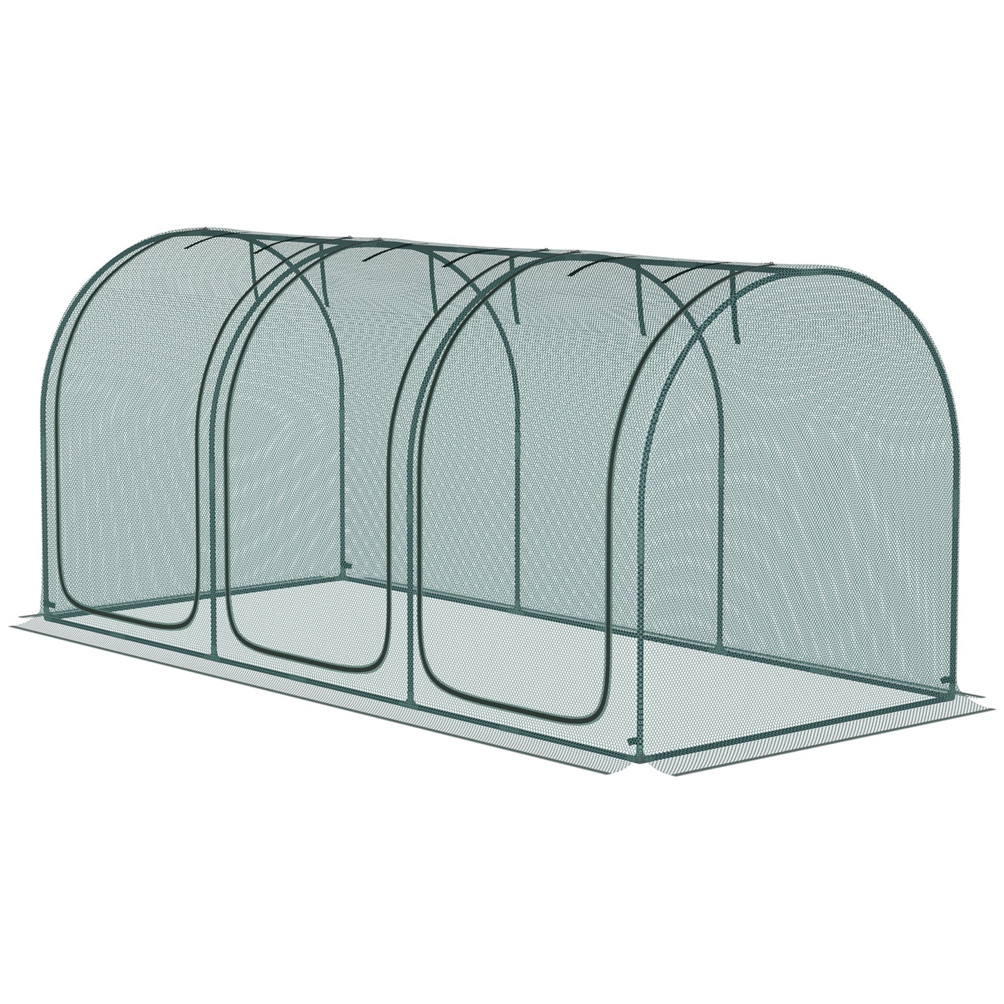 9' x 4' Crop Cage, Garden Plant Protector, with 3 Zippered Doors and 4 Ground Stakes, for Garden, Yard, Lawn, Green