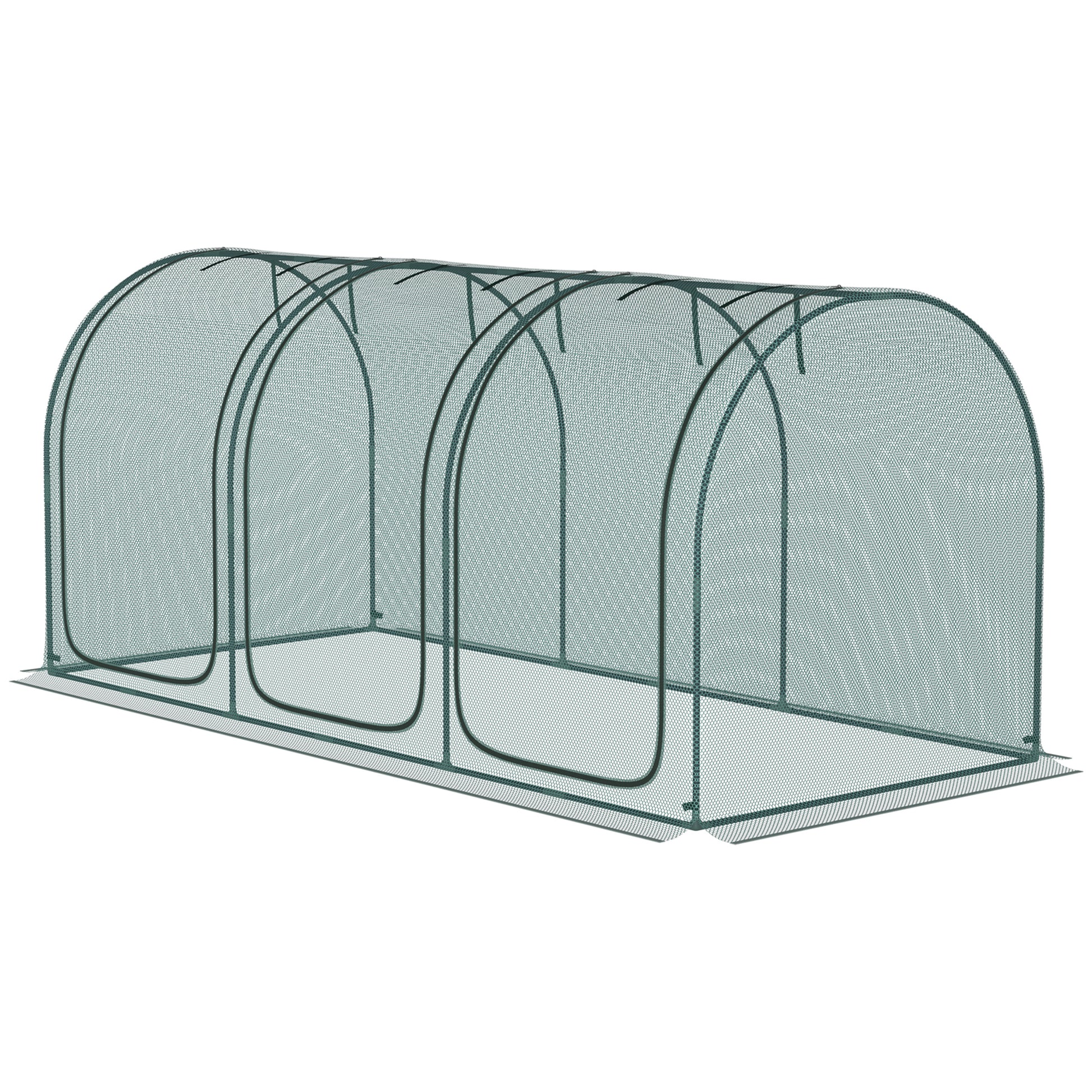 9' x 4' Crop Cage, Garden Plant Protector, with 3 Zippered Doors and 4 Ground Stakes, for Garden, Yard, Lawn, Green