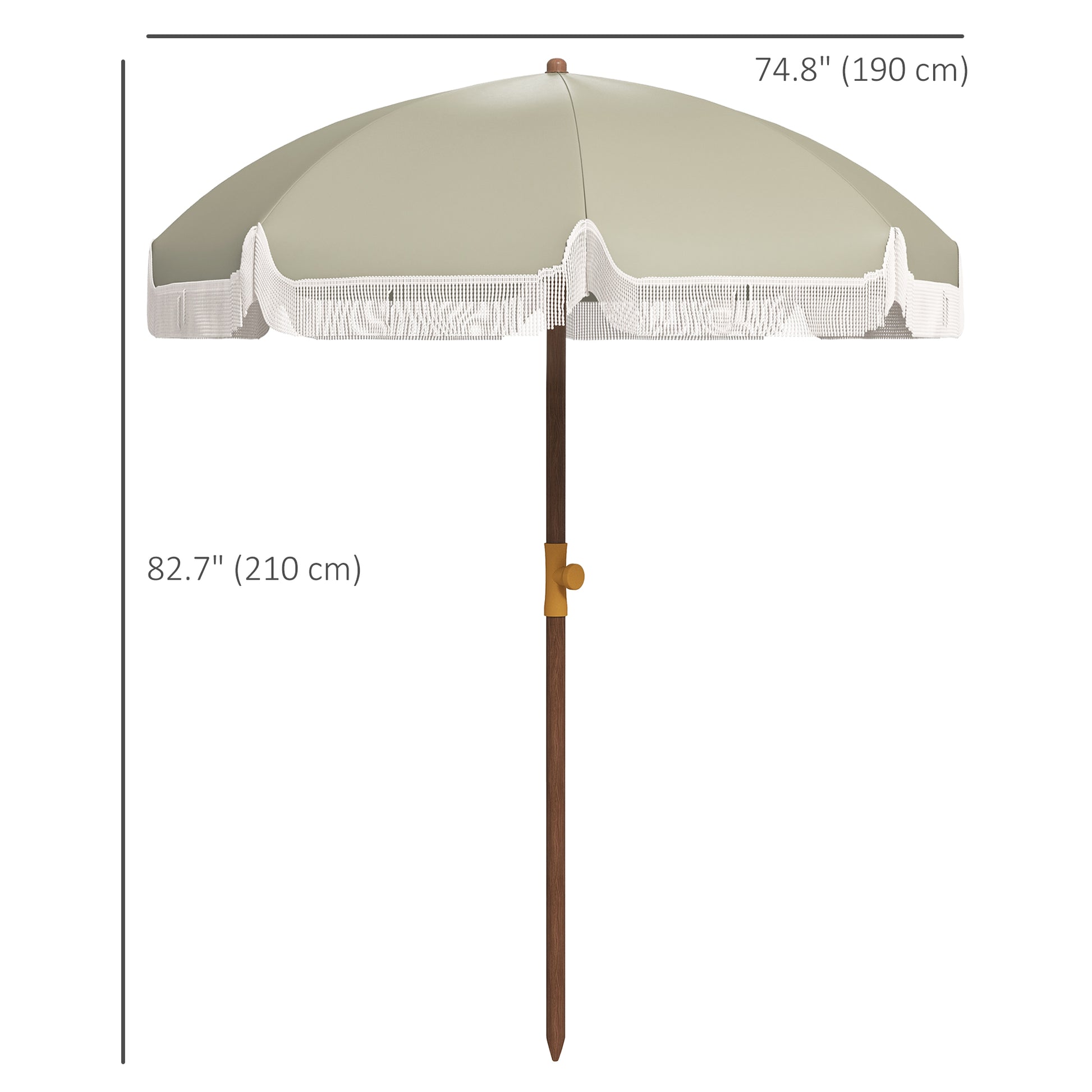6.2' Beach Umbrella for Travel, Vent, Ruffles, Carry Bag, Portable Outdoor Umbrella for Garden, Light Green