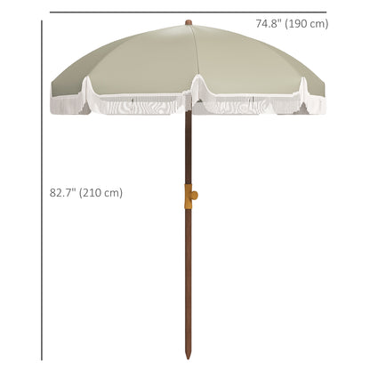 6.2' Beach Umbrella for Travel, Vent, Ruffles, Carry Bag, Portable Outdoor Umbrella for Garden, Light Green