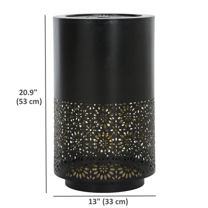 21" Tall Garden Waterfall Fountain with LED Lights, Outdoor Water Fountain Water Feature with Adjustable Flow, Black
