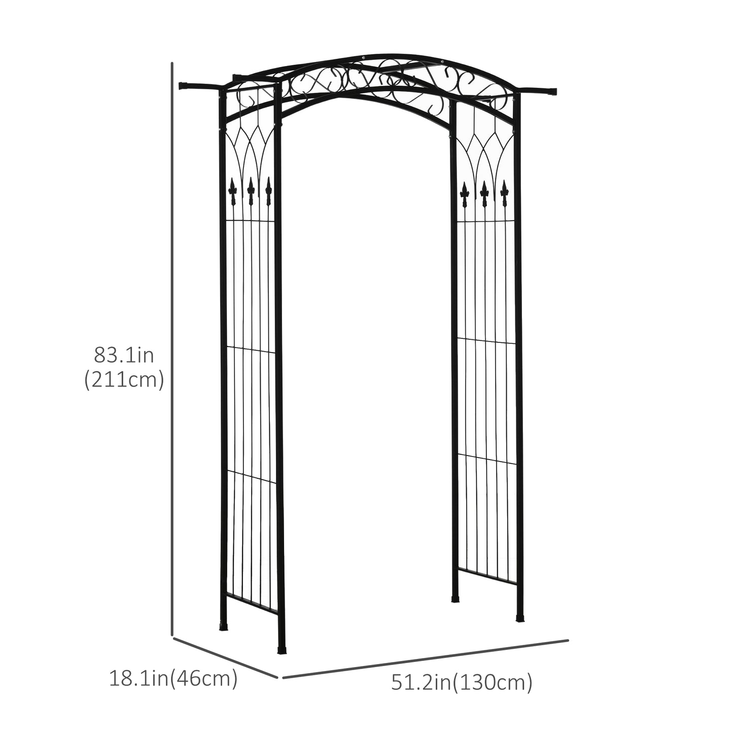 7Ft Outdoor Garden Arbor, Wedding Arch for Ceremony, Trellis with Scrollwork Design, Ideal for Climbing Vines and Plants, Black