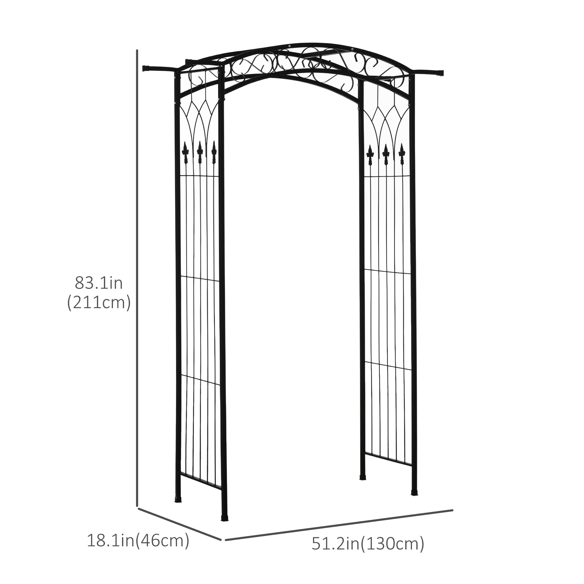 7Ft Outdoor Garden Arbor, Wedding Arch for Ceremony, Trellis with Scrollwork Design, Ideal for Climbing Vines and Plants, Black