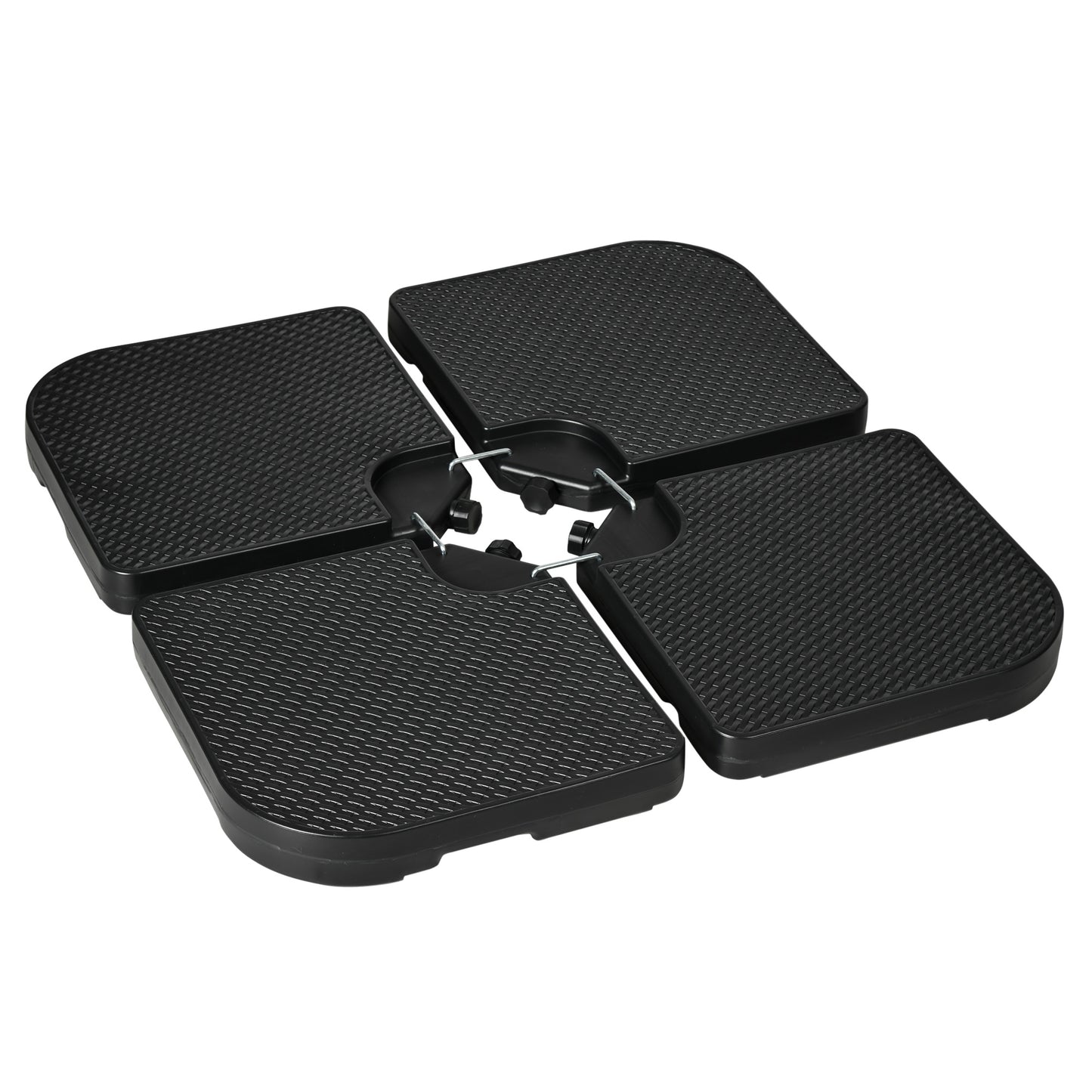 4PCs Cantilever Umbrella Base Weights for Offset Banana Parasol, HDPE Water or Sand Filled Patio Umbrella Weights for Cross Base Stand with Built-in Handles, Black