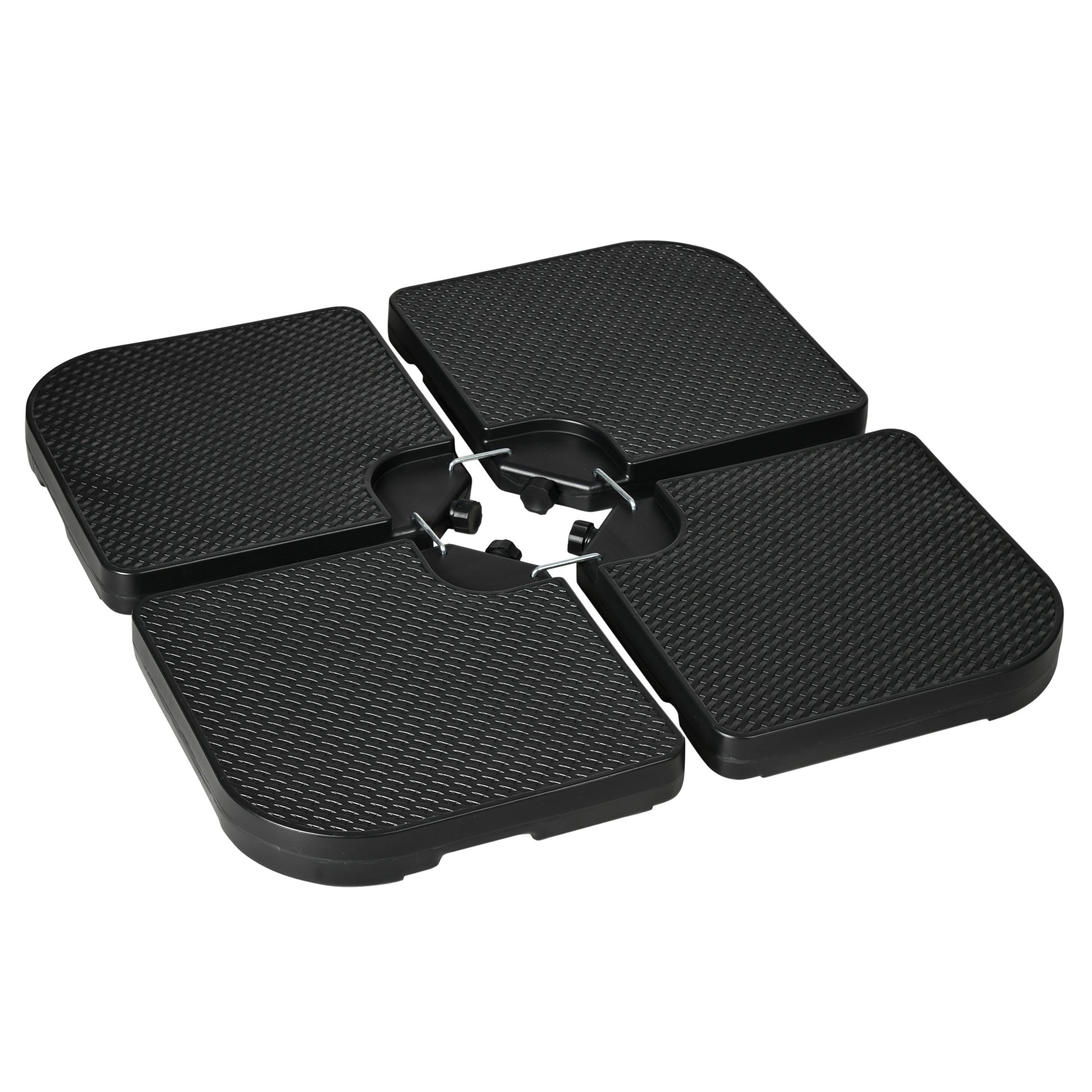 4PCs Cantilever Umbrella Base Weights for Offset Banana Parasol, HDPE Water or Sand Filled Patio Umbrella Weights for Cross Base Stand with Built-in Handles, Black
