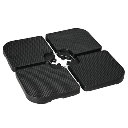 4PCs Cantilever Umbrella Base Weights for Offset Banana Parasol, HDPE Water or Sand Filled Patio Umbrella Weights for Cross Base Stand with Built-in Handles, Black
