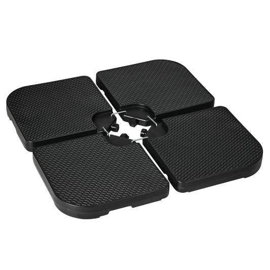 4PCs Cantilever Umbrella Base Weights for Offset Banana Parasol, HDPE Water or Sand Filled Patio Umbrella Weights for Cross Base Stand with Built-in Handles, Black