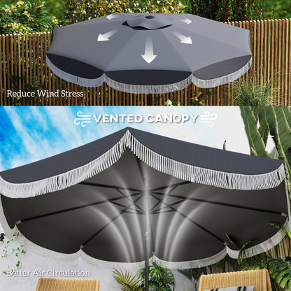 9FT Patio Umbrella Parasol, UPF 30+ Outdoor Market Umbrella with Crank, 8 Ribs, Push Button Tilt, Vented Patio Table Umbrella for Deck Backyard Lawn, Charcoal Grey