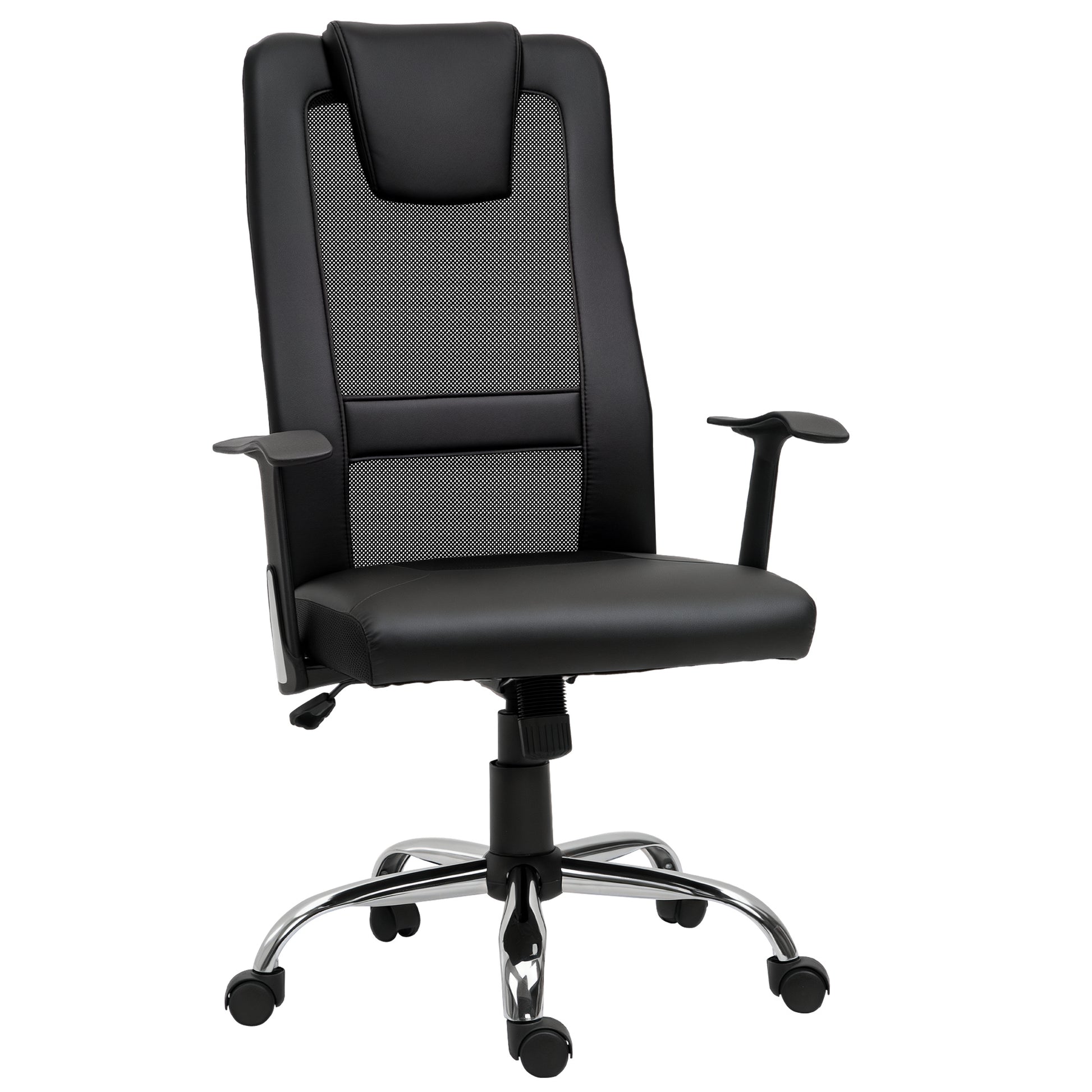 Ergonomic Office Chair with Thick Padded Headrest, Mesh Computer Desk Chair with Tilt Function, Armrest, Black