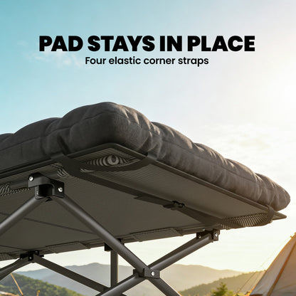 Camping Cot with Soft Pad, 32" Extra Wide Folding Cots with Non-Slip Feet and Carry Bag, Black