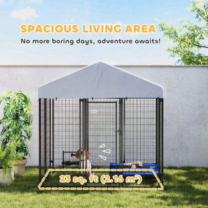 Outdoor Dog Kennel with Waterproof UV-Resistant Cover, 6 x 4 x 6 ft