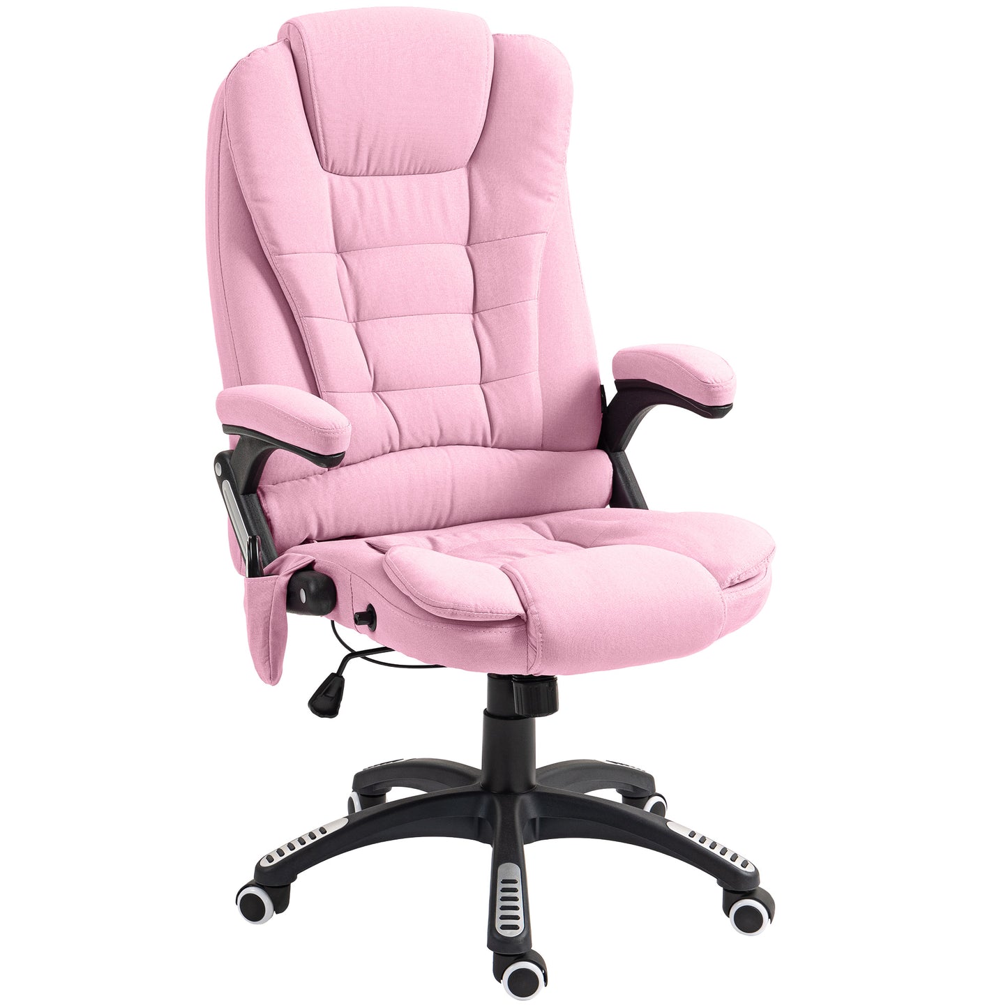 6 Point Vibrating Massage Home Office Chair High Back Executive Chair with Reclining Back, Swivel Wheels, Pink