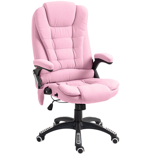 6 Point Vibrating Massage Home Office Chair High Back Executive Chair with Reclining Back, Swivel Wheels, Pink