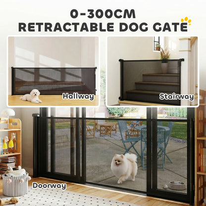 Retractable Dog Gate, 41" Tall, Extends to 122" Wide, Mesh Pet Gate with Single Hand Operation, for Stairs, Doorways