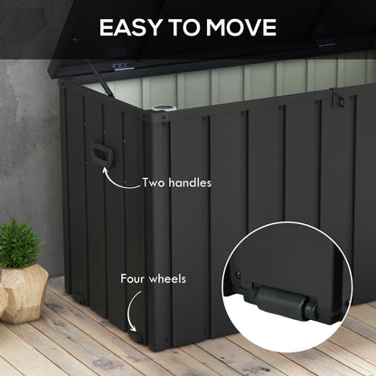 119 Gallon Deck Box, Lockable Galvanised Steel Outside Storage Container for Tools, Cushions, Dark Grey