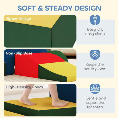 Qaba Toddlers Climbing Toys, 5-Piece Foam Climbing Blocks, Soft Play Set, Indoor for Stacking, Crawling, Sliding