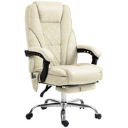 Massage Office Chair, Reclining Computer Chair with Adjustable Height and Footrest, Beige