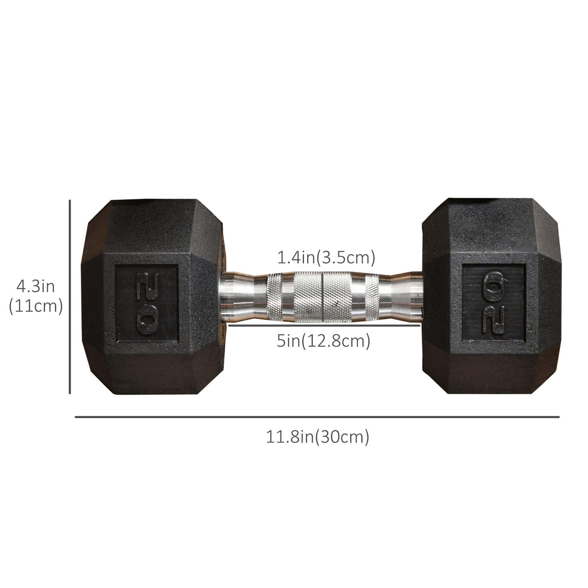 Soozier 2 x 20lbs Rubber Dumbbells Weight Set, Dumbbell Hand Weight for Body Fitness Training for Home Office Gym, Black