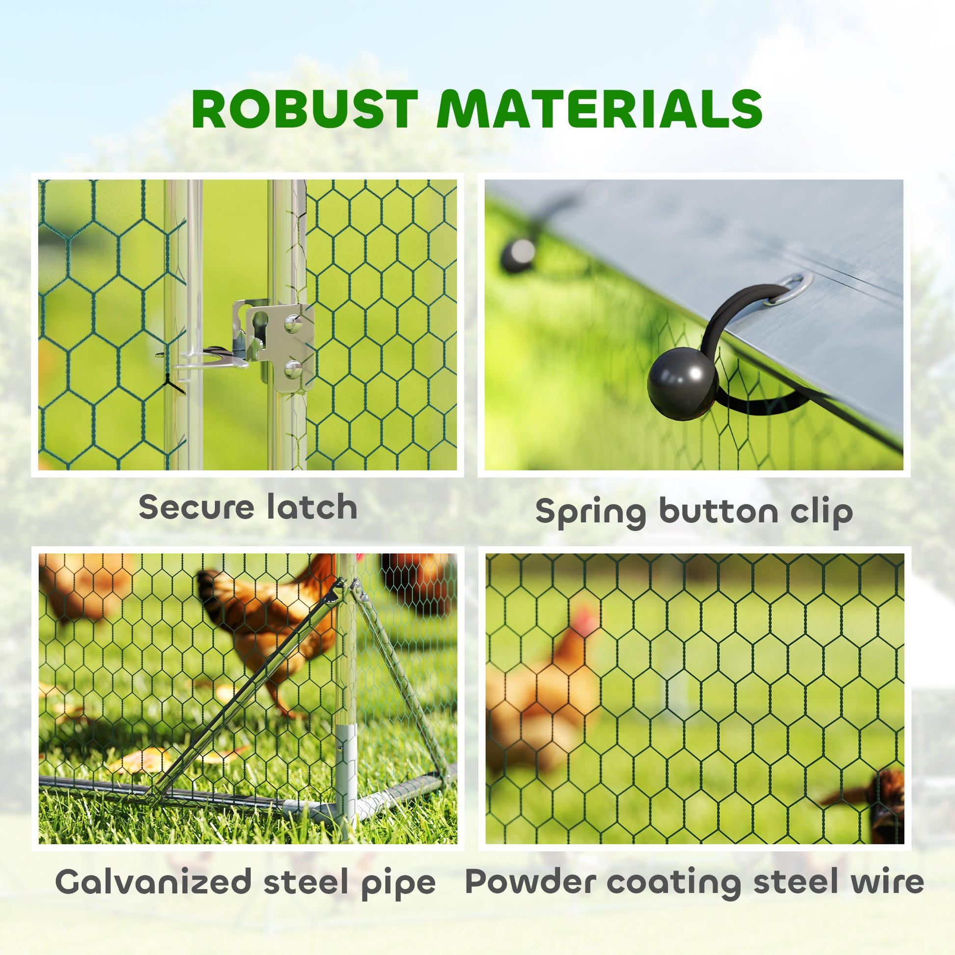 Metal Chicken Coop Run w/ Waterproof Cover, Nesting Box, Roosting Bars, for Outdoor Backyard, 9.8 x 19.7 x 6.4 ft
