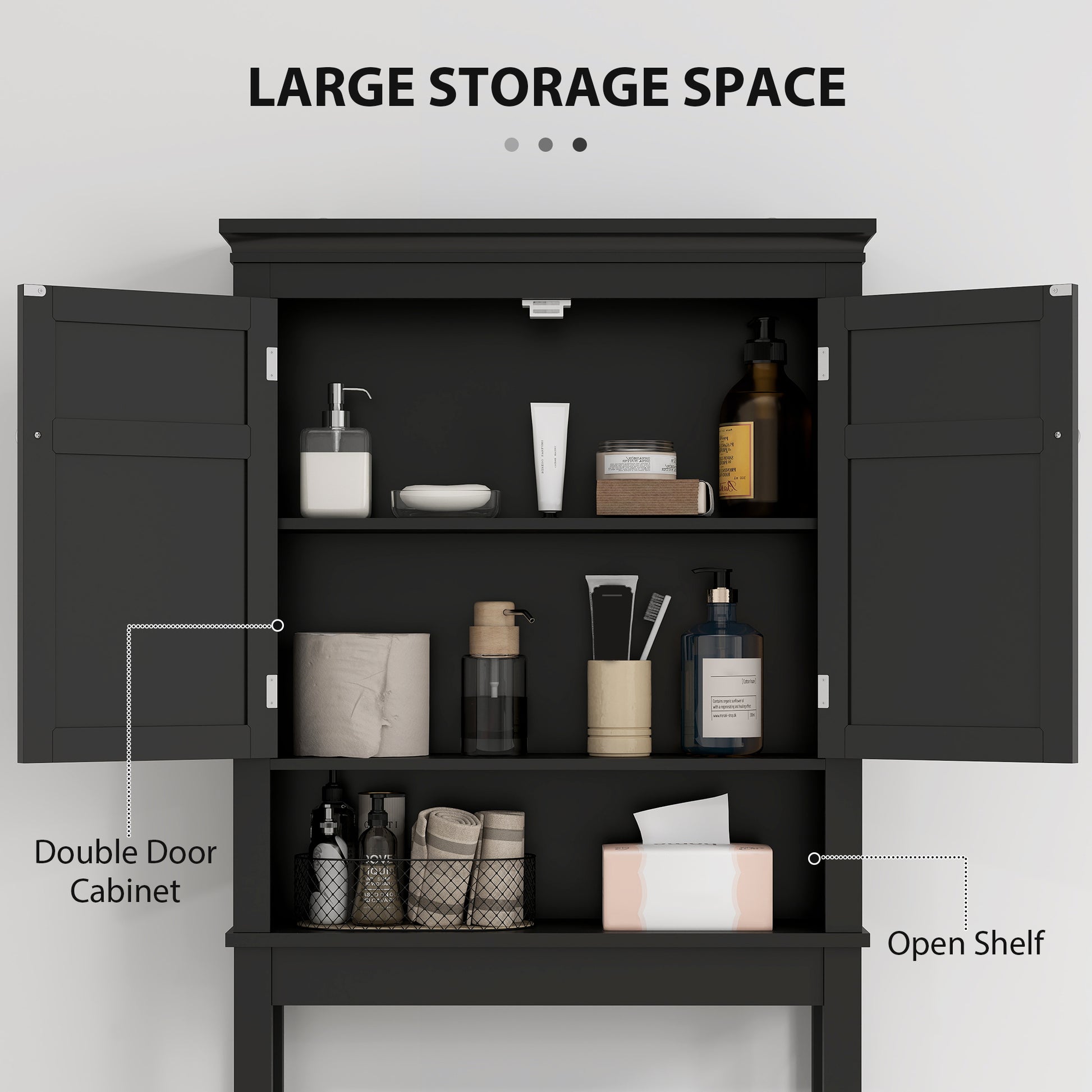 3-Tier Over Toilet Storage Unit Washing Machine Cabinet Dryer Cabinet with Adjustable Shelf for Bathroom, Laundry