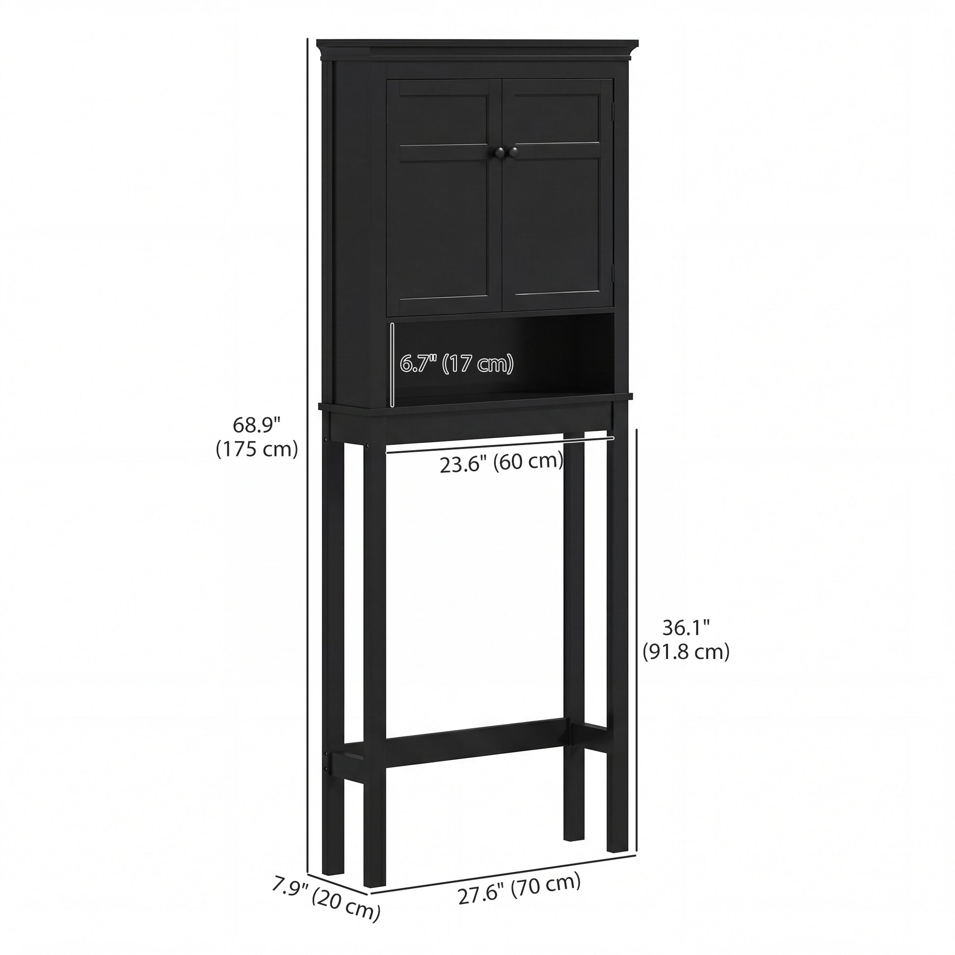 3-Tier Over Toilet Storage Unit Washing Machine Cabinet Dryer Cabinet with Adjustable Shelf for Bathroom, Laundry