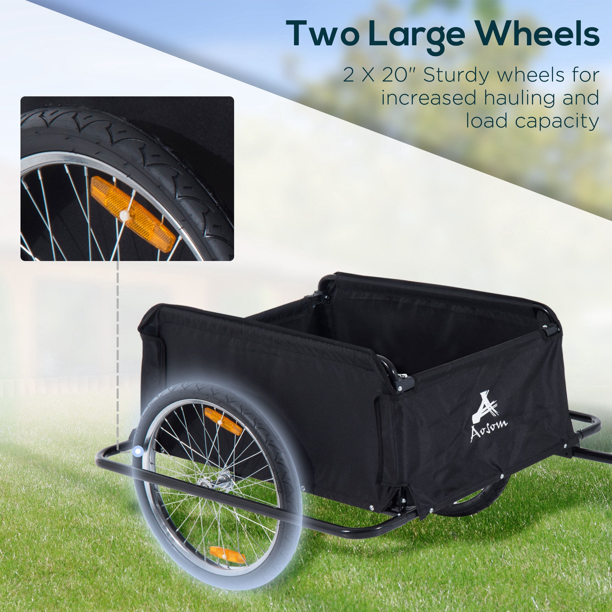 Aosom Bicycle Trailer Bike Cargo Trailer Garden Utility Cart Tool Carrier with Removable Cover, Red