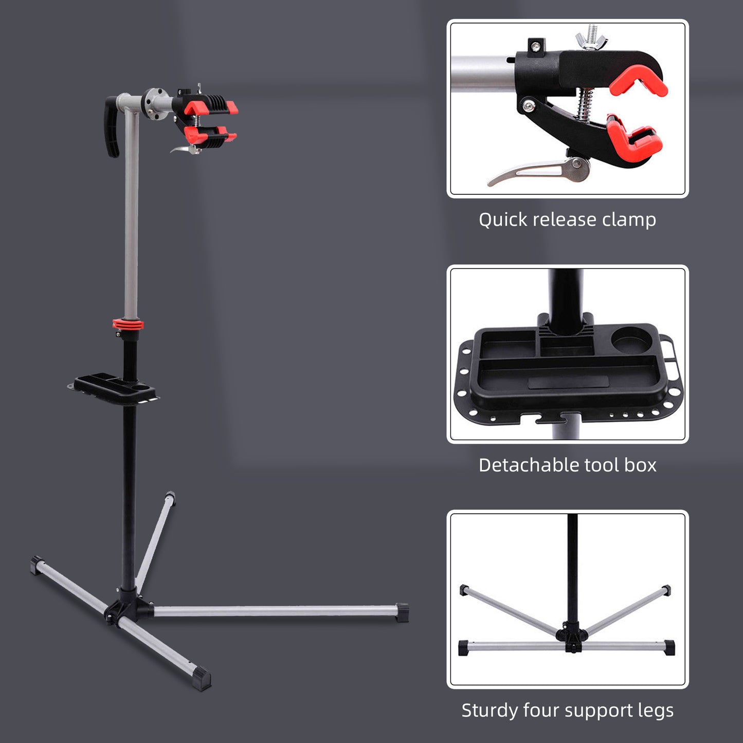 47" To 75" Adjustable Bike Repair Stand Tool Tray Bicycle Cycle Rack Work