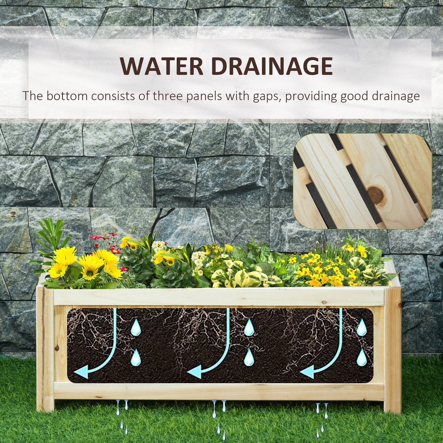 Foldable Elevated Planter Box, Wooden Raised Garden Bed for Backyard, Patio to Grow Vegetables, Herbs, Flowers, Natural