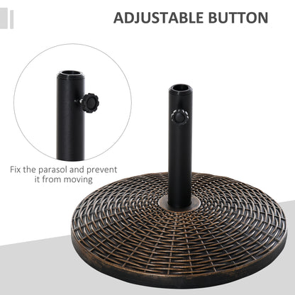 55 lbs Round Cement Patio Umbrella Base 21" Heavy Duty HDPE Parasol Umbrella Stand Holder with Rattan Design for Patio, Outdoor, Backyard, Bronze