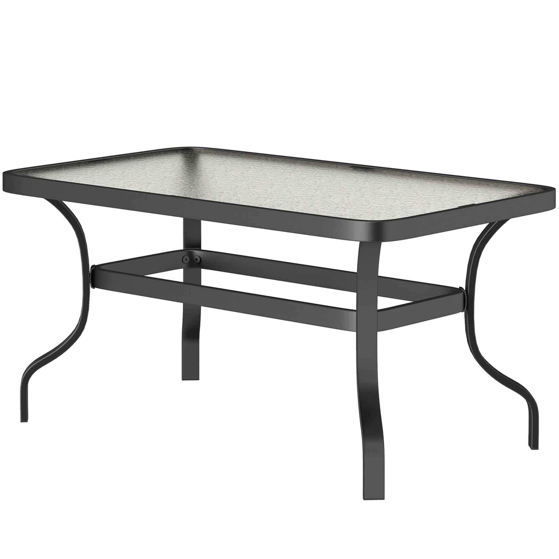 37" Patio Coffee Table with Tempered Glass Top, Outdoor Coffee Table with Metal Frame, Black
