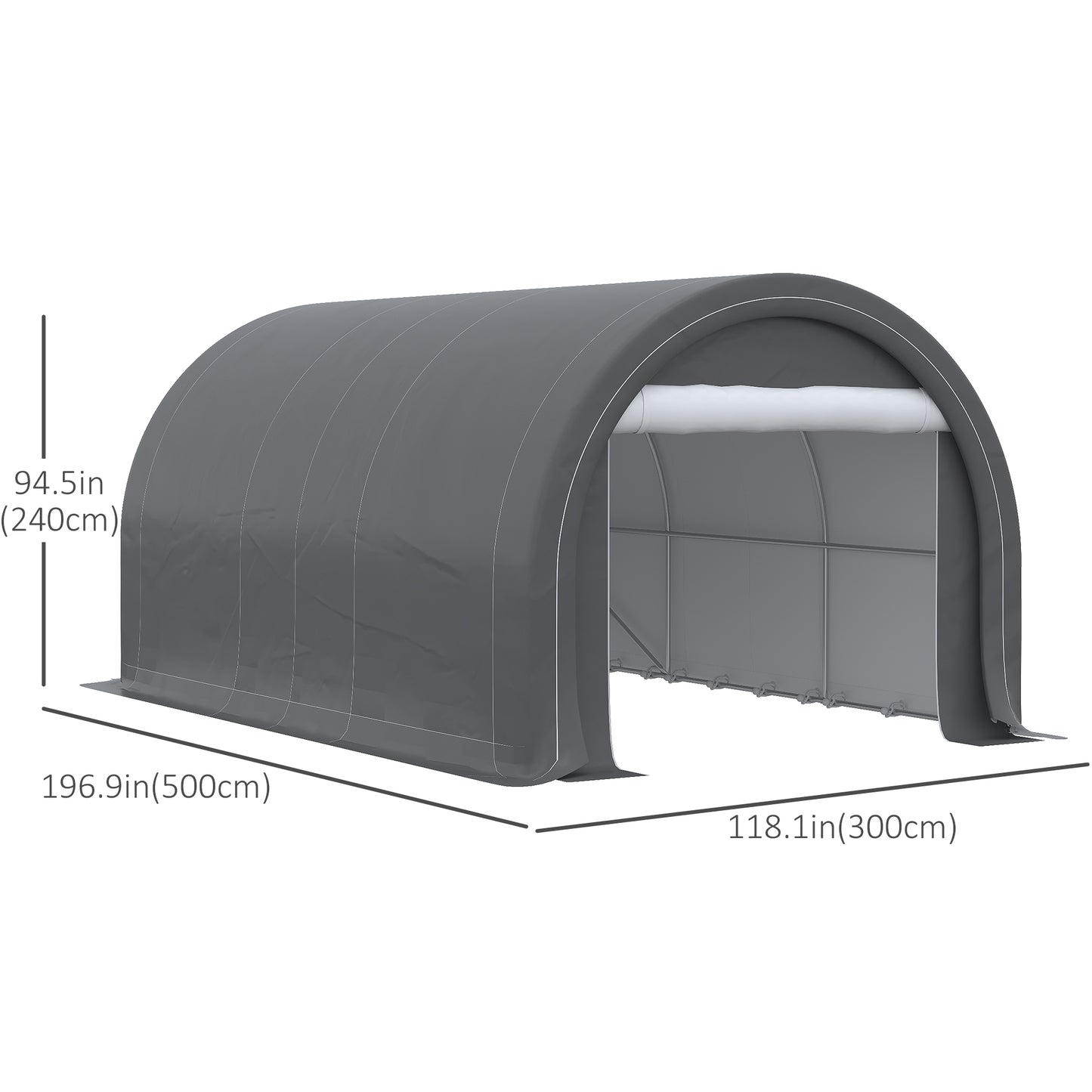 10' x 16' Heavy Duty Portable Carport Tent with Zippered Door, PE Cover for Car, Boat, Motorcycle, Bike, Grey
