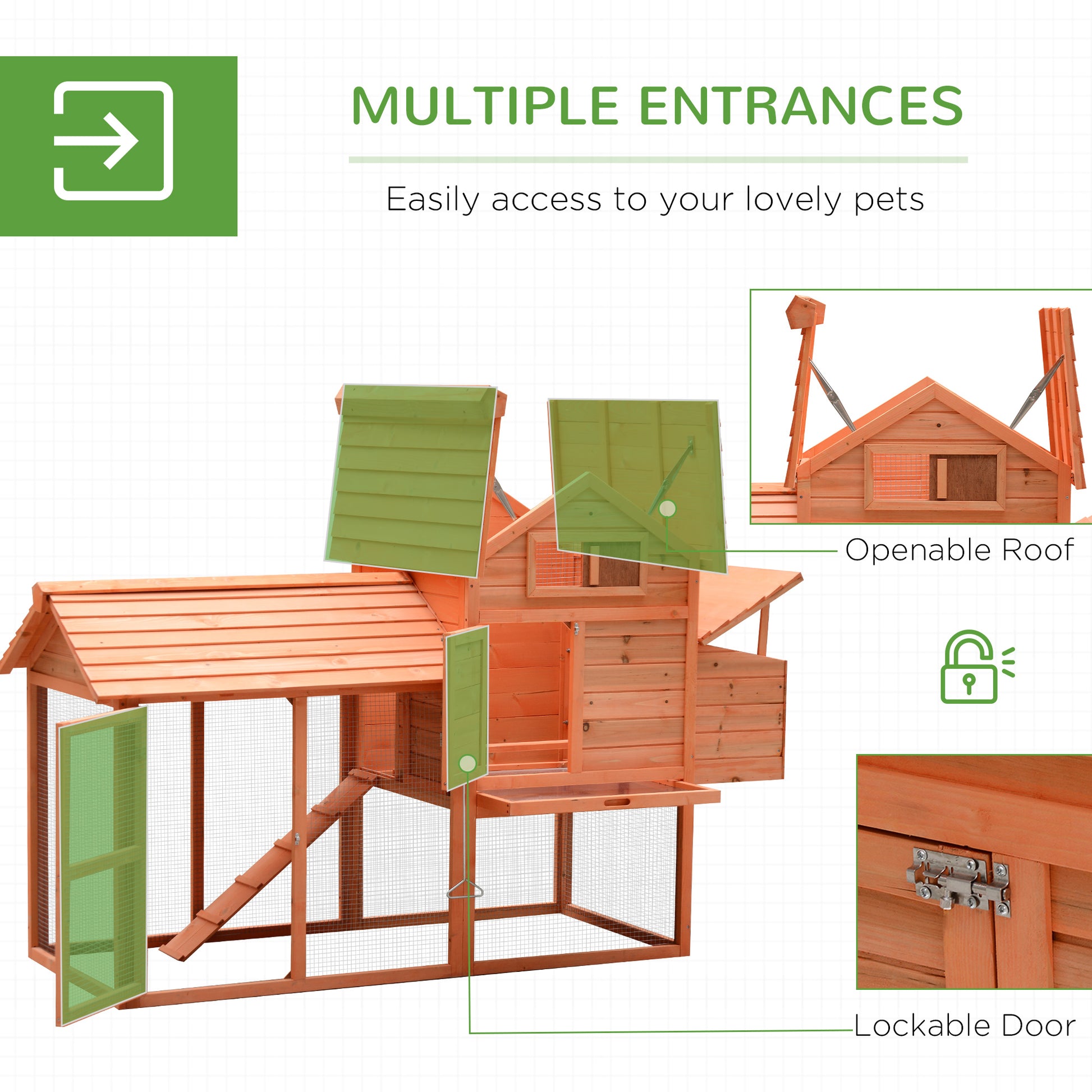 82" Deluxe Chicken Coop Wooden Hen House Rabbit Hutch Poultry Cage Pen Backyard with Run and Nesting Box