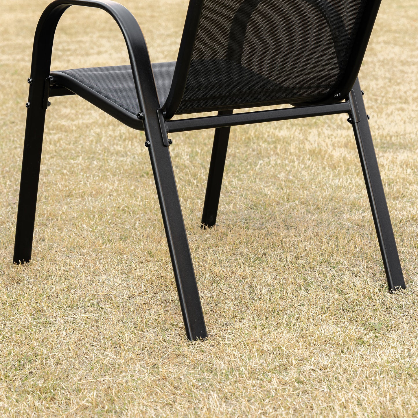 4-Piece Outdoor Dining Chair for Relaxing on Patio Balcony Garden, Comfortable Outdoor Furniture with Armrests, Black