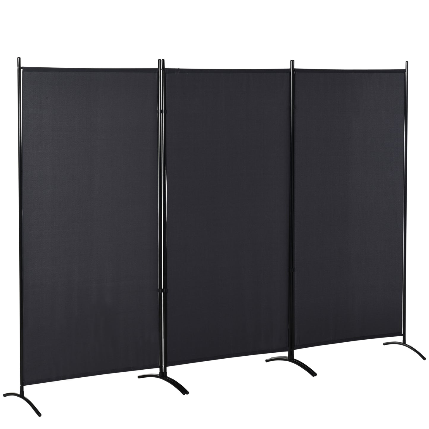 6' 3 Panel Room Divider, Double Hinged Folding Wall Divider, Indoor Privacy Screen for Home Office, Charcoal Grey