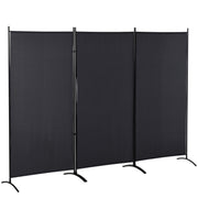 6' 3 Panel Room Divider, Double Hinged Folding Wall Divider, Indoor Privacy Screen for Home Office, Charcoal Grey